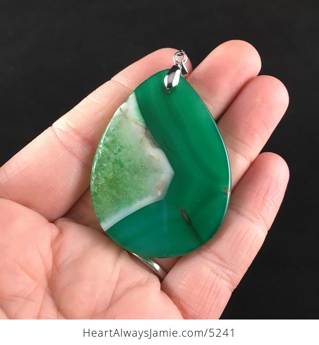 Green Druzy Agate Stone Jewelry Pendant - #nGyjcIliVm8-6