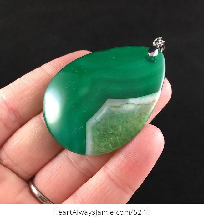 Green Druzy Agate Stone Jewelry Pendant - #nGyjcIliVm8-3