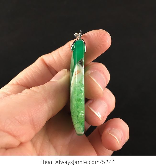 Green Druzy Agate Stone Jewelry Pendant - #nGyjcIliVm8-5