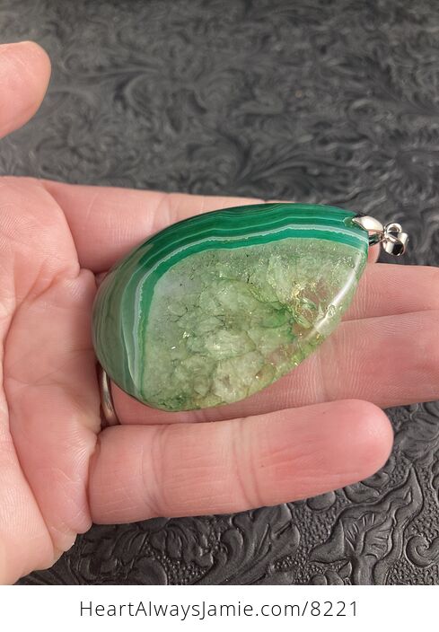 Green Druzy Crystal Agate Stone Jewelry Pendant - #ngIMftRHrkY-3