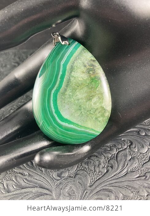 Green Druzy Crystal Agate Stone Jewelry Pendant - #ngIMftRHrkY-1