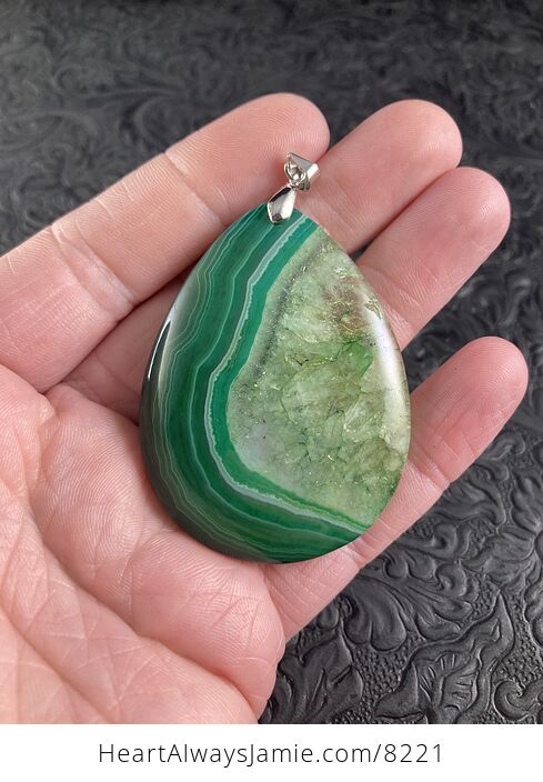 Green Druzy Crystal Agate Stone Jewelry Pendant - #ngIMftRHrkY-2