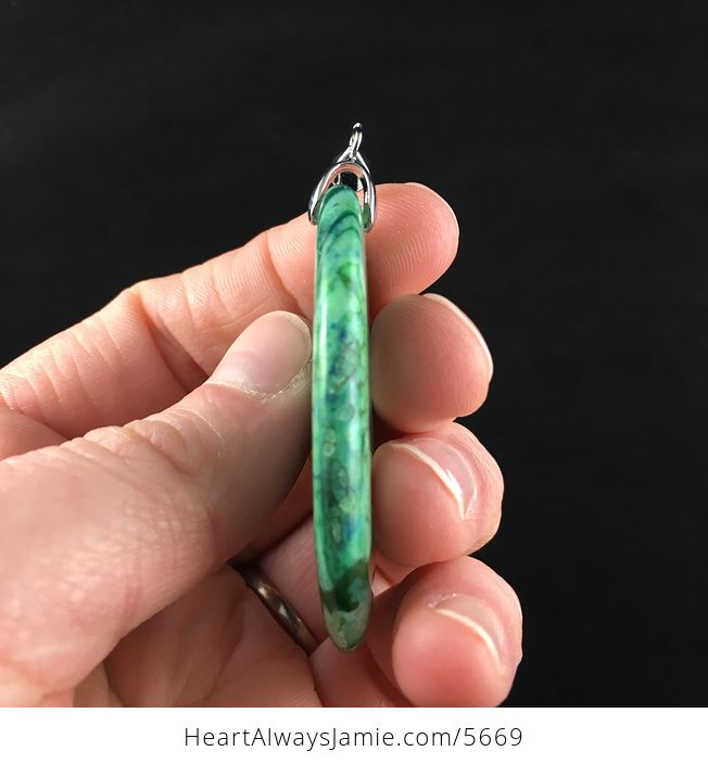 Green Druzy Dragon Veins Stone Jewelry Pendant - #OAvuLx0w5Bk-5