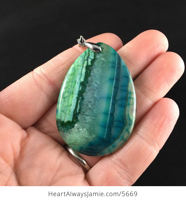 Green Druzy Dragon Veins Stone Jewelry Pendant - #OAvuLx0w5Bk-6