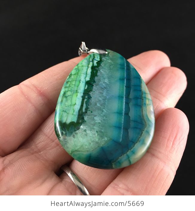 Green Druzy Dragon Veins Stone Jewelry Pendant - #OAvuLx0w5Bk-7