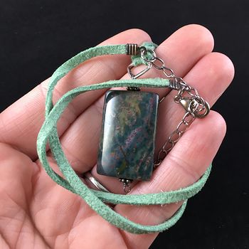 Green Fancy Jasper Stone Jewelry Pendant Necklace #UNI8WNd7EoE