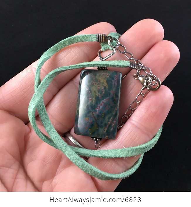 Green Fancy Jasper Stone Jewelry Pendant Necklace - #UNI8WNd7EoE-1