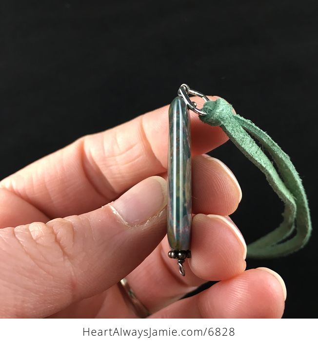 Green Fancy Jasper Stone Jewelry Pendant Necklace - #UNI8WNd7EoE-4