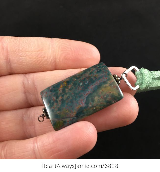 Green Fancy Jasper Stone Jewelry Pendant Necklace - #UNI8WNd7EoE-3