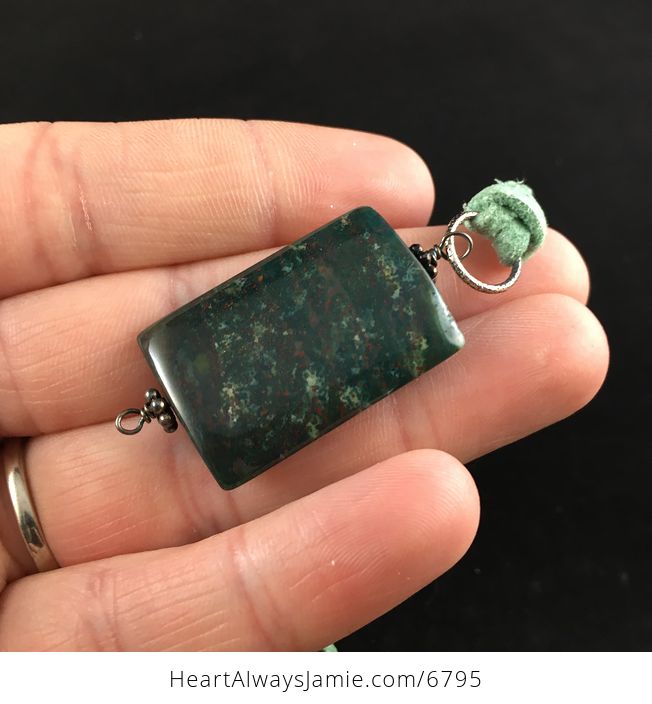 Green Fancy Jasper Stone Jewelry Pendant Necklace - #uH2PGyWSVbQ-3