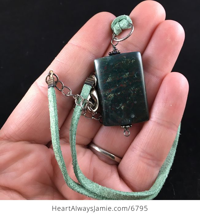 Green Fancy Jasper Stone Jewelry Pendant Necklace - #uH2PGyWSVbQ-1