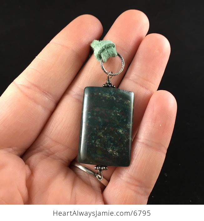 Green Fancy Jasper Stone Jewelry Pendant Necklace - #uH2PGyWSVbQ-2