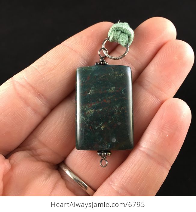 Green Fancy Jasper Stone Jewelry Pendant Necklace - #uH2PGyWSVbQ-5