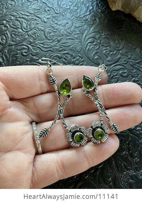 Green Floral Crystal Jewelry Earrings - #tYwz5uaxaD8-2