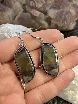 Green Fluorite Stone Crystal Jewelry Earrings #FtoY2bRBoEs