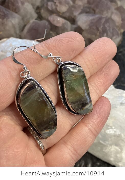 Green Fluorite Stone Crystal Jewelry Earrings - #FtoY2bRBoEs-2