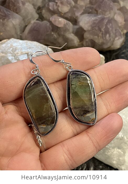 Green Fluorite Stone Crystal Jewelry Earrings - #FtoY2bRBoEs-1