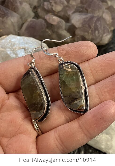 Green Fluorite Stone Crystal Jewelry Earrings - #FtoY2bRBoEs-3