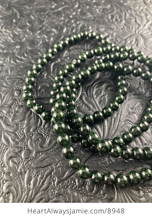 Green Goldstone 6mm Gemstone Crystal Jewelry Bracelet - #5R1fHIG1sVs-4