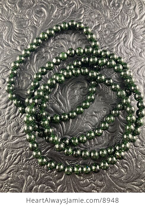 Green Goldstone 6mm Gemstone Crystal Jewelry Bracelet - #5R1fHIG1sVs-1