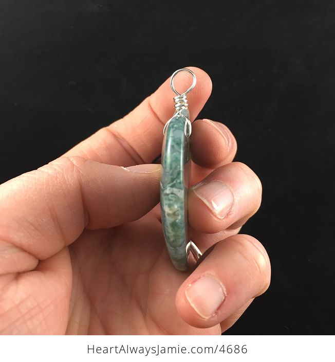 Green Heart Shaped Moss Agate Stone Jewelry Pendant - #uCOIeplNDCs-3