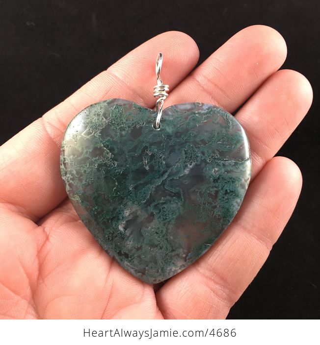 Green Heart Shaped Moss Agate Stone Jewelry Pendant - #uCOIeplNDCs-1