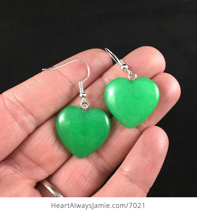 Green Heart Stone Jewelry Earrings - #BPLmPC8bwTY-2