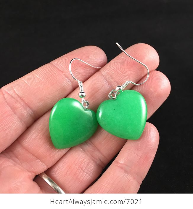 Green Heart Stone Jewelry Earrings - #BPLmPC8bwTY-1