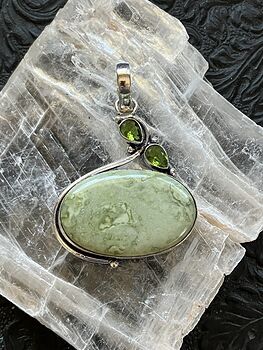 Green Imperial Jasper and Peridot Crystal Stone Jewelry Pendant #XaojcnpXzk4
