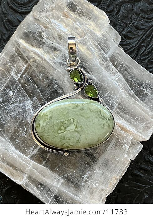 Green Imperial Jasper and Peridot Crystal Stone Jewelry Pendant - #XaojcnpXzk4-1