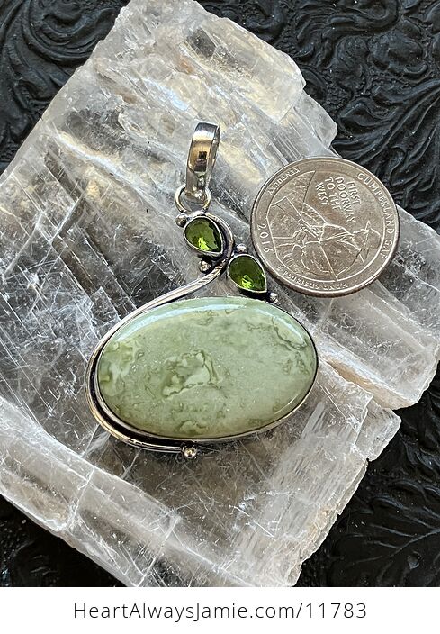 Green Imperial Jasper and Peridot Crystal Stone Jewelry Pendant - #XaojcnpXzk4-6