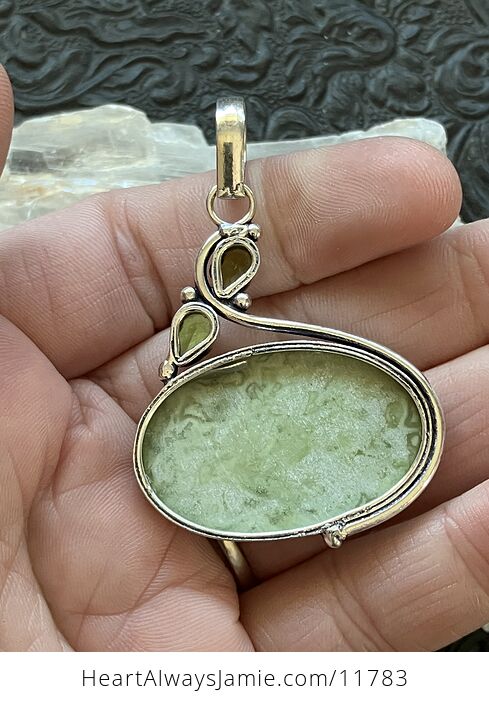 Green Imperial Jasper and Peridot Crystal Stone Jewelry Pendant - #XaojcnpXzk4-5