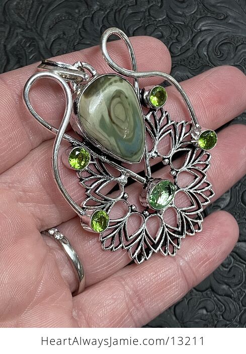 Green Imperial Jasper and Peridot Pendant Stone Crystal Jewelry - #L2qxqBSjGLE-2