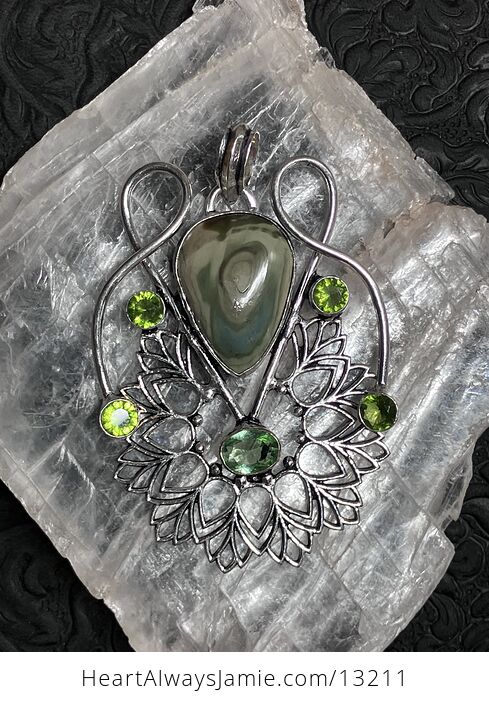 Green Imperial Jasper and Peridot Pendant Stone Crystal Jewelry - #L2qxqBSjGLE-5