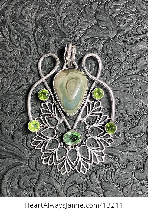 Green Imperial Jasper and Peridot Pendant Stone Crystal Jewelry - #L2qxqBSjGLE-7