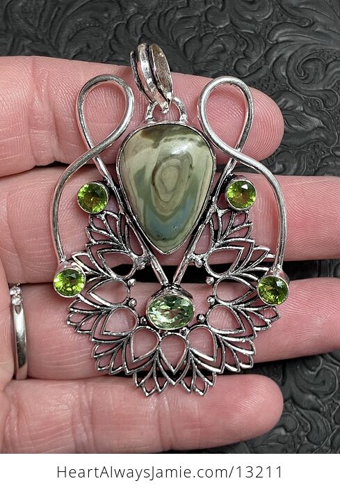 Green Imperial Jasper and Peridot Pendant Stone Crystal Jewelry - #L2qxqBSjGLE-1