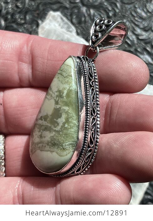 Green Imperial Jasper Crystal Stone Jewelry Vintage Styled Pendant - #uUDjhLizPCs-4