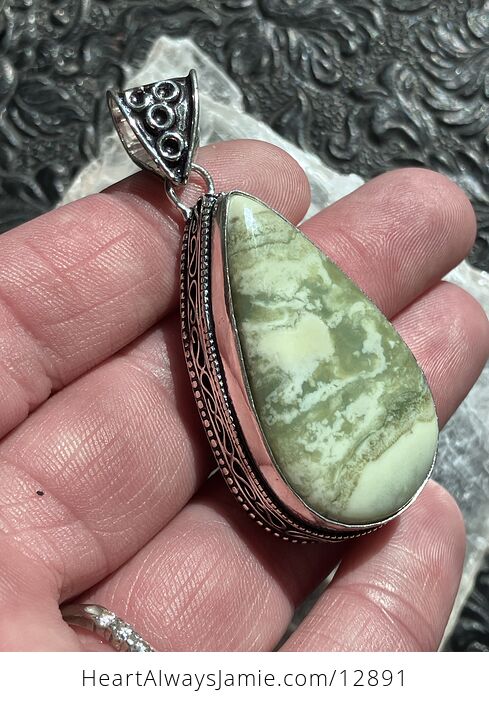 Green Imperial Jasper Crystal Stone Jewelry Vintage Styled Pendant - #uUDjhLizPCs-3