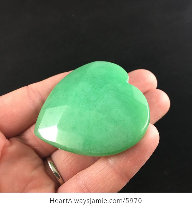 Green Jade Stone Faceted Heart Shaped Cabochon - #rADdnwbXuWk-3