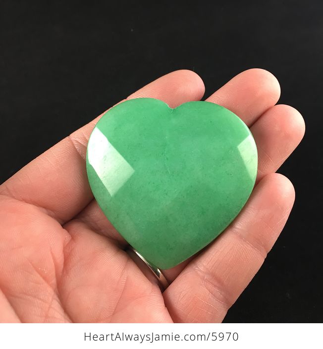 Green Jade Stone Faceted Heart Shaped Cabochon - #rADdnwbXuWk-1