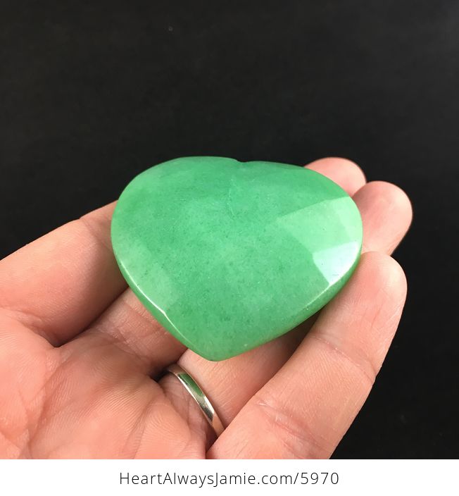 Green Jade Stone Faceted Heart Shaped Cabochon - #rADdnwbXuWk-2