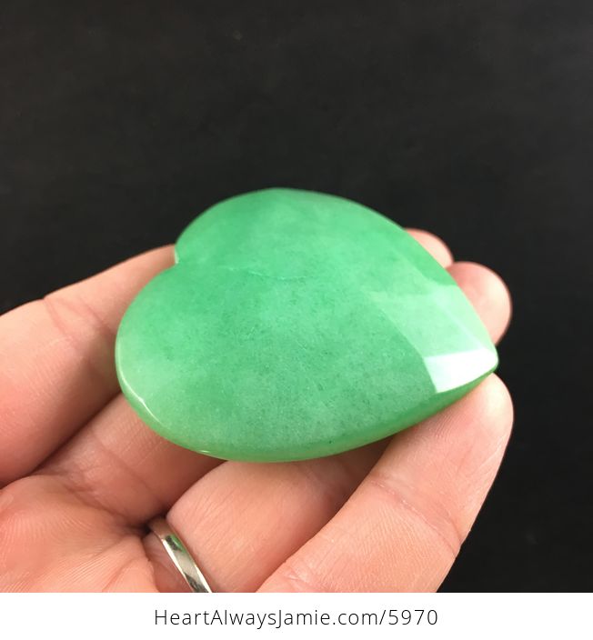 Green Jade Stone Faceted Heart Shaped Cabochon - #rADdnwbXuWk-4