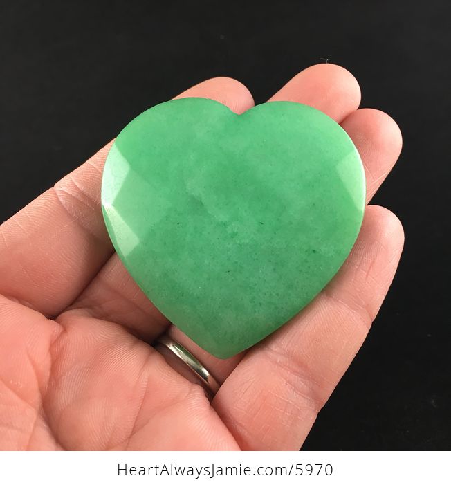 Green Jade Stone Faceted Heart Shaped Cabochon - #rADdnwbXuWk-6