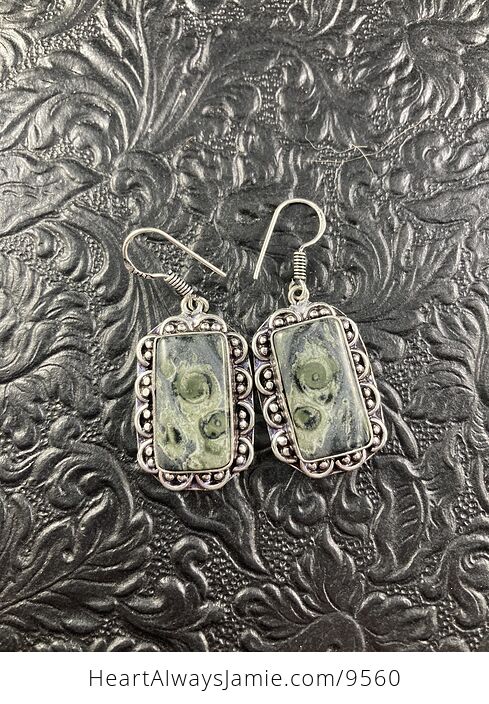 Green Kambaba Jasper Crystal Stone Jewelry Earrings - #epZzD4L04Y0-5