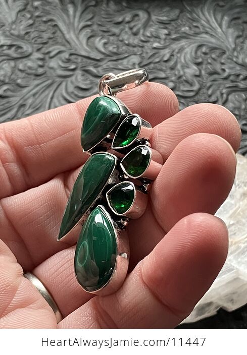 Green Malachite and Chrome Diopside Crystal Stone Jewelry Pendant - #uVwgDJ1swiM-6