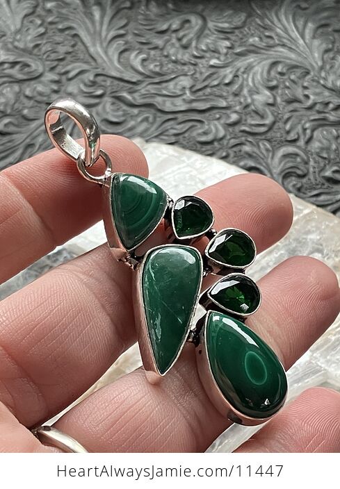Green Malachite and Chrome Diopside Crystal Stone Jewelry Pendant - #uVwgDJ1swiM-5