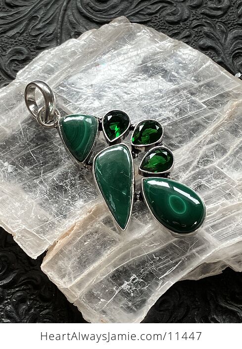 Green Malachite and Chrome Diopside Crystal Stone Jewelry Pendant - #uVwgDJ1swiM-1