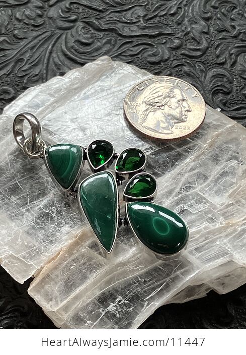 Green Malachite and Chrome Diopside Crystal Stone Jewelry Pendant - #uVwgDJ1swiM-3