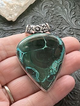 Green Malachite and Chrysocolla Crystal Stone Jewelry Pendant #KupYxeJ5zBc