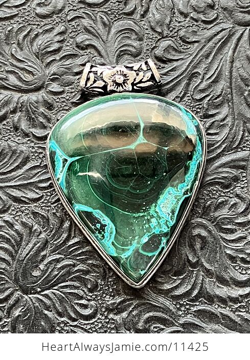 Green Malachite and Chrysocolla Crystal Stone Jewelry Pendant - #KupYxeJ5zBc-5
